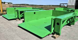 green powder-coated surface