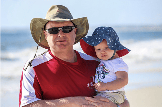 Darren Langhals on the beach