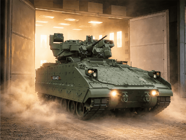 Tank with flames and smoke
